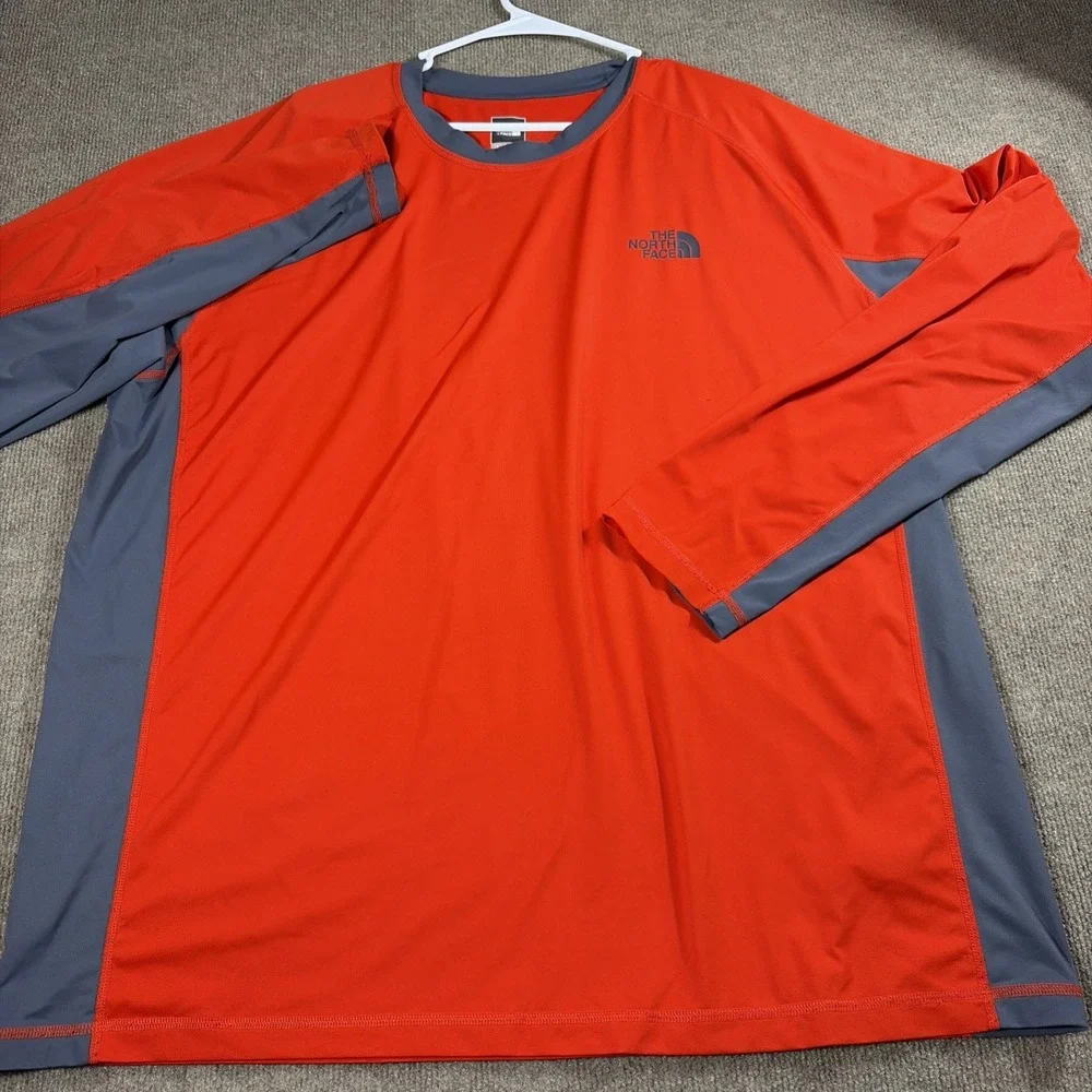 The North Face Men's Athletic Workout T Shirt Orange And Gray Size XXL